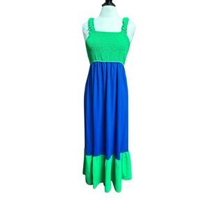 Urban Rose Women Green & Blue Sleeveless Maxi Dress Sz XL